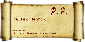 Pallek Henrik névjegykártya